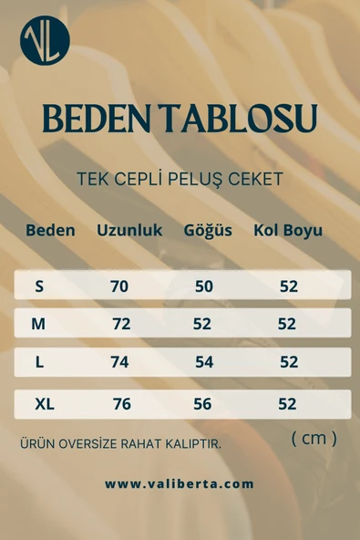 Tek Cepli Peluş Ceket- Bej - Resim 6