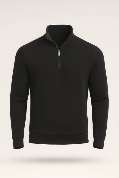 Lars Selanik Örme Yarım Fermuar Erkek Sweatshirt - Antrasit ürün görseli 1