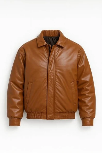 Oversize Premium Deri Ceket/Mont - Taba ürün görseli 1