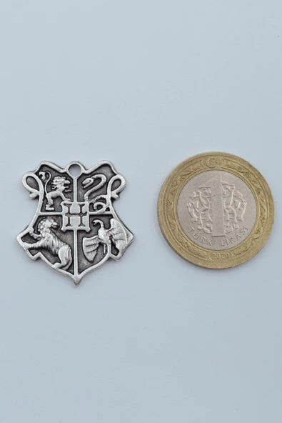 Harry Potter Hogwarts Sembol Gümüş Kaplama Örme Zincir Kolye - Resim 4