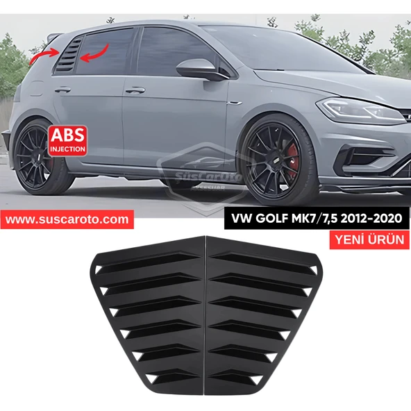 Vw Golf 7 7.5 2012-2020 Uyumlu Kelebek Cam Izgarası Kelebek Cam Vizörü Havalandırma Sağ Sol Takım Parlak Siyah ürün görseli 1