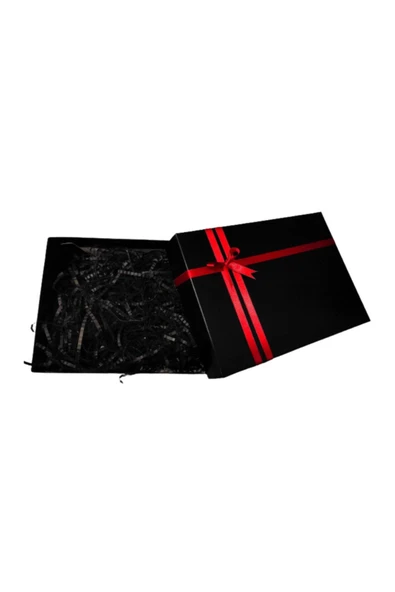 Boş Hediye Kutusu Büyük Boy Siyah Kırpık Kağıt Dahil 25cm*35cm*12cm ürün görseli 1