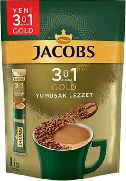 Jacobs Gold 3'ü 1 Arada Yumuşak Lezzet 10x18 gr 5'li ürün görseli 1