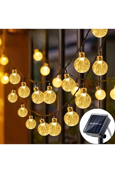 7 Metre 50 Led Opak Solar Lamba Güneş Enerjili Sarı Işık Top Zincir Bahçe Aydınlatma Parti Süs Lambası ürün görseli 1