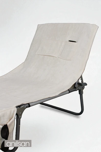 %100 Pamuk Şezlong Havlusu Ekru 60x180 cm - Hızlı Kuruyan Plaj ve Havuz Havlusu - Resim 2