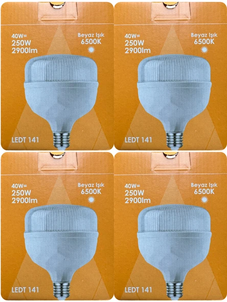 (4 Adet) Osaka 40W (250W) Beyaz Işık E27 Duylu (Kalın Duy) Led Torch Ampul ürün görseli 1