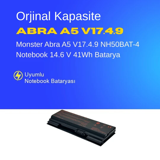 Monster Abra A5 V17.4.9 NH50BAT-4 Notebook 14.6 V 41Wh Batarya – Orjinal Uyumlu, Yüksek Performanslı ürün görseli 1