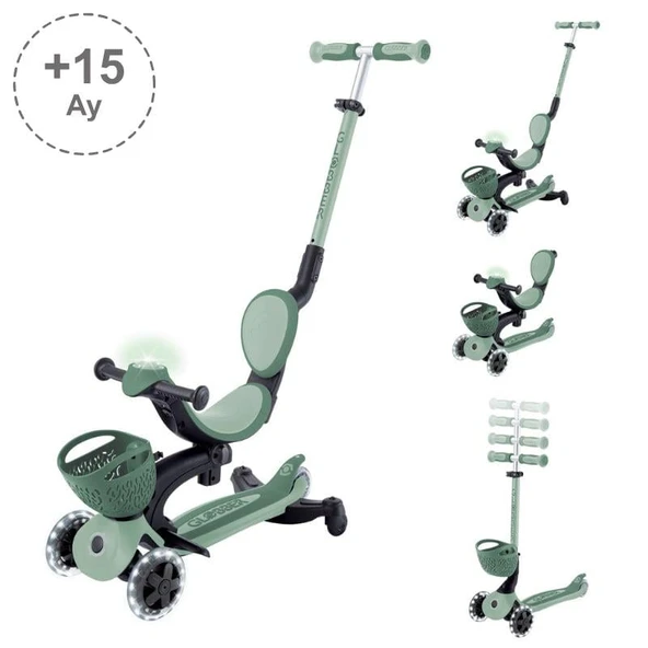 Globber Go Up Baby 360 Işıklı Scooter - Zeytin Yeşili ürün görseli 1