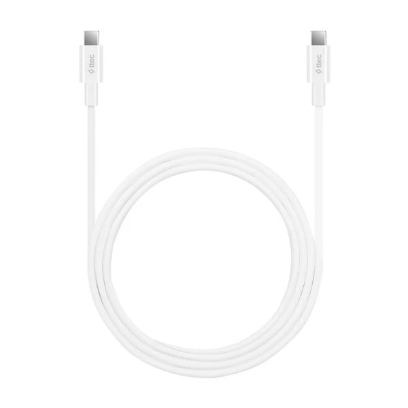 ttec USB-C - USB-C 150cm 100W PD/QC Hızlı Şarj/Data Kablosu Beyaz ürün görseli 1