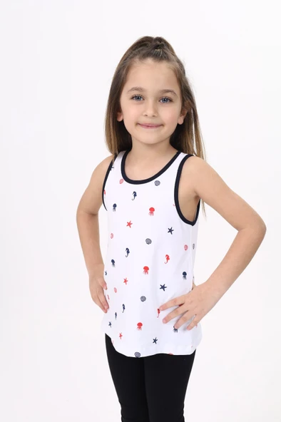 Toontoy Kız Çocuk Baskılı Bisiklet Yaka Basic Atlet - Resim 9