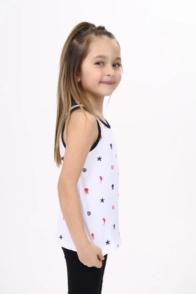Toontoy Kız Çocuk Baskılı Bisiklet Yaka Basic Atlet - Resim 12