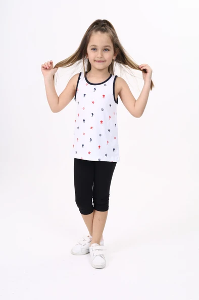 Toontoy Kız Çocuk Baskılı Bisiklet Yaka Basic Atlet - Resim 10