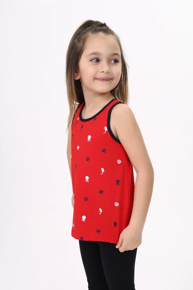Toontoy Kız Çocuk Baskılı Bisiklet Yaka Basic Atlet - Resim 3