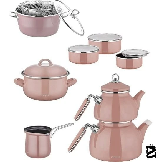 Neva Yakamoz Emaye Kombinim Set N2954 Rose Chocolate ürün görseli 1