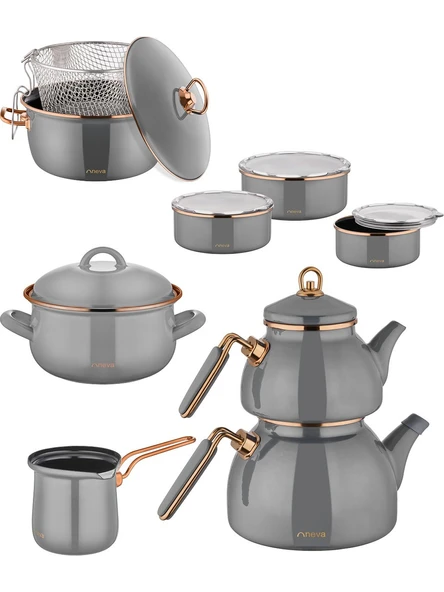 Neva Yakamoz Emaye Kombinim Set Grizay N2953 ürün görseli 1