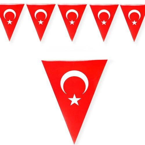 Türk Bayrağı Ay Yıldız Üçgen ipli Flama Bayrak-1 Adet ürün görseli 1