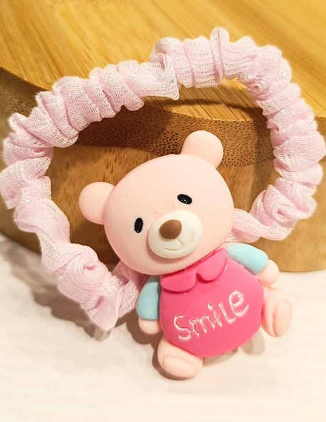 Monalisa Home Pembe Lüks Gösterişli Ayıcık Figürlü Lastik Toka ürün görseli 1