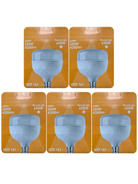 (5 Adet) Osaka 60W (350W) Beyaz Işık E27 Duylu (Kalın Duy) Led Torch Ampul ürün görseli 1