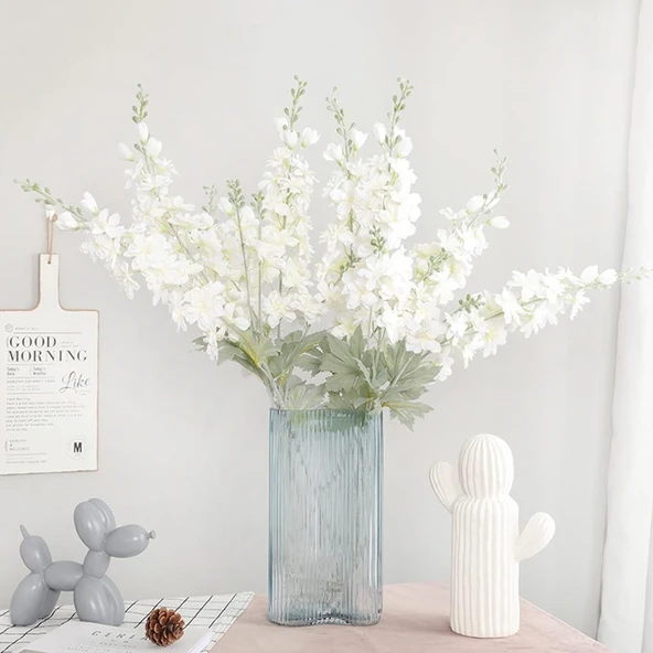 Nettenevime Yapay Çiçek Beyaz Sümbül Tek Dal Tomurcuklu 85*15cm Kumaş Çiçek Uzun Dal ürün görseli 1