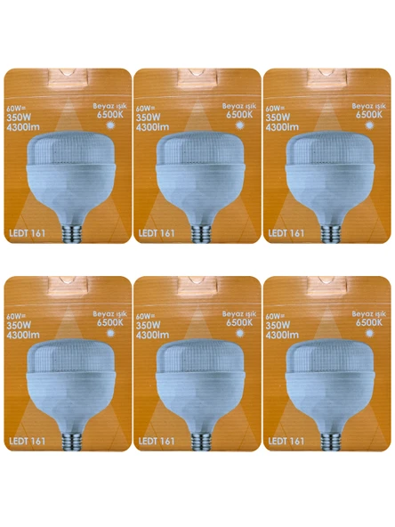 (6 Adet) Osaka 60W (350W) Beyaz Işık E27 Duylu (Kalın Duy) Led Torch Ampul ürün görseli 1