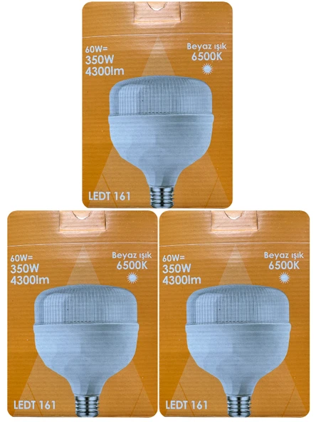 (3 Adet) Osaka 60W (350W) Beyaz Işık E27 Duylu (Kalın Duy) Led Torch Ampul ürün görseli 1