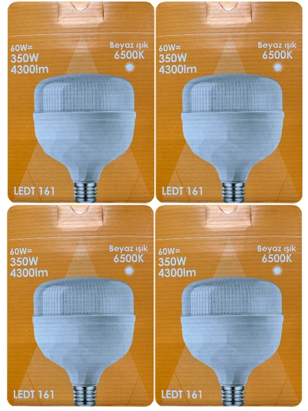 (4 Adet) Osaka 60W (350W) Beyaz Işık E27 Duylu (Kalın Duy) Led Torch Ampul ürün görseli 1