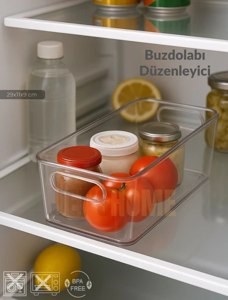 Buzdolabı İçi Düzenleyici Saklama Organizeri Bpa Free Düzenleyici Darbeye Dayanıklı 29x11x9 cm ürün görseli 1