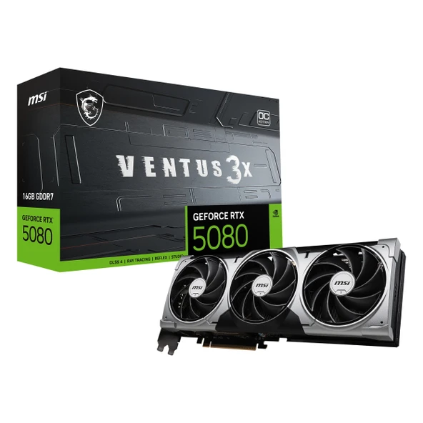 MSI Ventus 3X GeForce RTX 5080 OC 16GB GDDR7 256Bit HDMI/DP Ekran Kartı ürün görseli 1