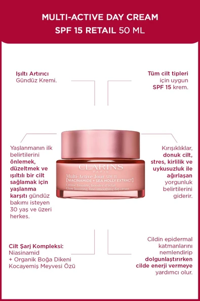 Clarıns Multı-actıve Day Cream Spf 15 50ml - Gündüz Kremi Spf 15 ürün görseli 1