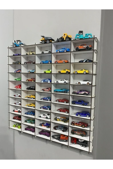 SLY-Araba Rafı 50'li Beyaz Renk (Hotwheels ve Matcbox Arabaları Için Uygundur) news sfey 997516 ürün görseli 1