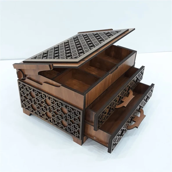 SLY-Ahşap Sandık Takı Mücevher Kutusu 20 Cm X 15 Cm X 12 Cm ürün görseli 1