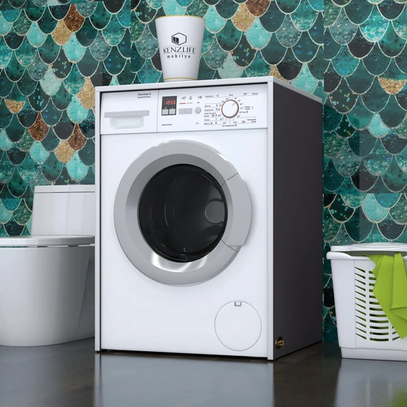 Kenzlife çamaşır&kurutma makinesi dolabı büyük boy afanasi gri 100*80*70 banyo kapaksız arkalıksız ürün görseli 1