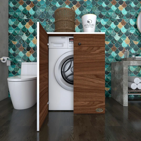 Kenzlife çamaşır&kurutma makinesi dolabı büyük boy kapaklı lubmila cvz 100*80*70 banyo ofis kapaklı arkalıksız ürün görseli 1