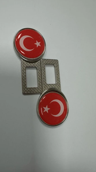 Türk Bayraklı Üniversal Ikaz Ses Metal Toka 2 Adet Çift Yönlüdür ürün görseli 1
