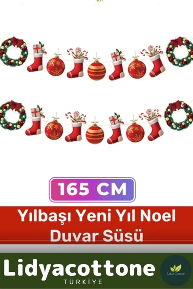 Noel Yılbaşı Tek Taraflı Baskı Yeni Yıl Kutlama Parti Dekoratif Kağıt Banner Çelenk Duvar Süsü 165cm ürün görseli 1