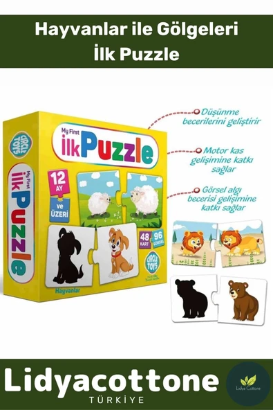 Premium Zeka Geliştirici Eğitici Eğlenceli Çocuk El Göz Koordinasyonu My First Puzzle 48 Parça ürün görseli 1