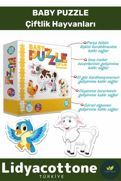 Premium Zeka Geliştirici Eğitici Çocuk El Göz Koordinasyonu Baby Puzzle Çiftlik Hayvanları ürün görseli 1