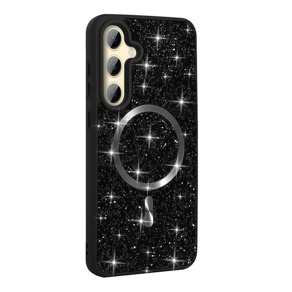 Galaxy S24 FE Kılıf Pırlanta Tasarımlı M-safe Şarj Özellikli Zore Mozaik Silikon Kapak ürün görseli 1