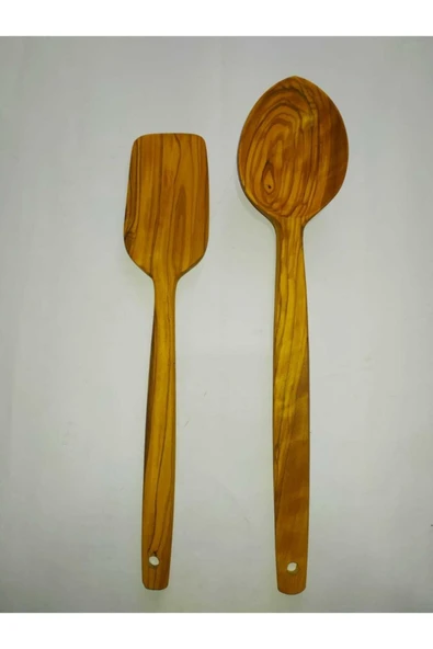 El Yapımı Tahta Kaşık Spatula Seti 2 'li ürün görseli 1