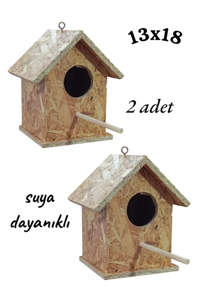 Ahşap Kuş Evi Kuş Yuvası Dış Mekan Suya Dayanıklı 2 Adet ürün görseli 1