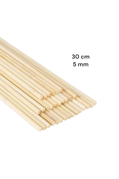 ahşap bambu tasarım maket çubukları 5 mm 30 cm 60 adet ürün görseli 1