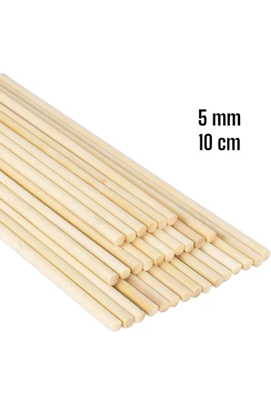Ahşap Bambu Silindir Maket Çubukları 5 Mm 10 Cm 150 Adet ürün görseli 1