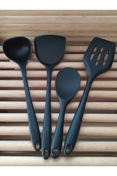 yanmaz yapışmaz komple silikon spatula kepçe kaşık seti 4 parça ürün görseli 1