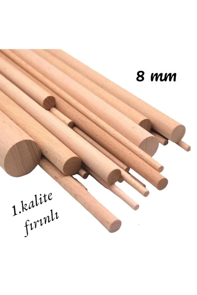 Ahşap Kavale Çıta Çubuk Kayın Kavela 8 Mm Yivsiz 40 Cm 20 Ad ürün görseli 1