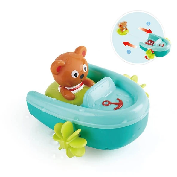 Hape Çek-Bırak Tekne ve Ayıcık - Banyo Oyuncağı ürün görseli 1