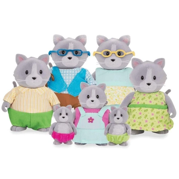 Li'l Woodzeez Gri Kedi Ailesi ürün görseli 1