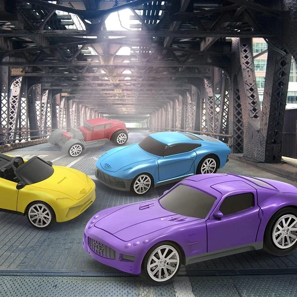 Driven 4'lü Çek Bırak Araba Seti - Mavi, Kırmızı, Mor, Sarı - Resim 6