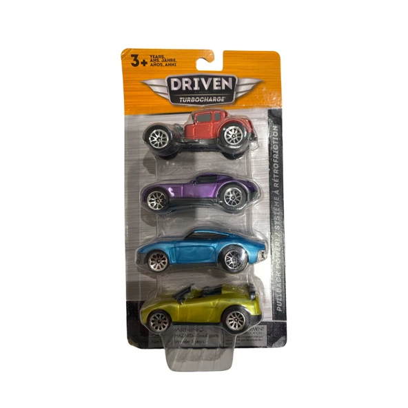 Driven 4'lü Çek Bırak Araba Seti - Mavi, Kırmızı, Mor, Sarı - Resim 7