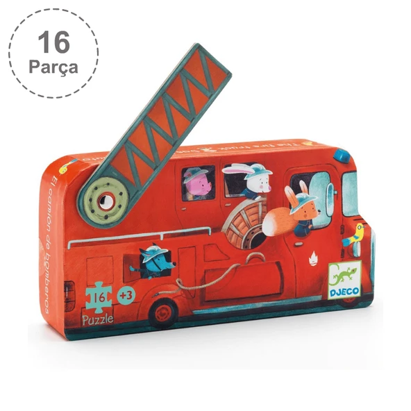Djeco Dekoratif Puzzle 16 Parça - The Fire Truck ürün görseli 1