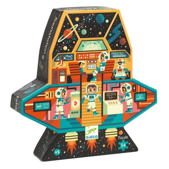 Djeco Dekoratif Puzzle 54 Parça - Space Station ürün görseli 1